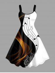 Curve Music Symbol Print Hawaii A Line Dress -  