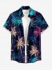 Matching Hawaii Shirt and Romper Beach Outfit Coconut Tree Galaxy Print For Couples - Bleu profond 