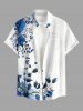 Flower Leaf Print Matching Hawaii Beach Outfit For Couples - Bleu 