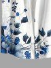 Flower Leaf Print Matching Hawaii Beach Outfit For Couples - Bleu 
