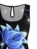Flowers Glitter 3D Print Cinched Hawaii Romper -  
