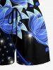 Flowers Glitter 3D Print Cinched Hawaii Romper -  