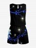 Flowers Glitter 3D Print Cinched Hawaii Romper -  