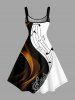 Plus Size Curve Music Symbol Print Hawaii A Line Dress -  