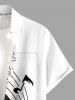Plus Size Curve Music Symbol Print Hawaii Button Pocket Shirt For Men - Blanc L
