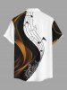 Plus Size Curve Music Symbol Print Hawaii Button Pocket Shirt For Men - Blanc L