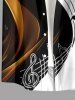 Plus Size Curve Music Symbol Print Hawaii Button Pocket Shirt For Men - Blanc L