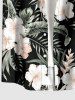 Plus Size Tropical Leaf Hibiscus Flower Print Hawaii Button Pocket Shirt For Men - Noir M