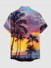 Coconut Tree Ombre Dusk Sunset Print Hawaii Button Pocket Shirt For Men -  