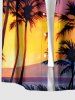 Coconut Tree Ombre Dusk Sunset Print Hawaii Button Pocket Shirt For Men -  