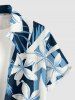 Plus Size Coconut Tree Tropical Leaf Sea Flower Print Hawaii Button Pocket Shirt For Men - Cadetblue M