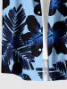 Plus Size Tropical Leaf Hibiscus Flower Print Hawaii Button Pocket Shirt For Men - Bleu XL