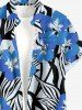 Tropical Leaf Hibiscus Flower Print Hawaii Button Pocket Shirt For Men -  