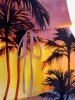 Coconut Tree Ombre Dusk Sunset Print Hawaii Drawstring Pocket Romper -  