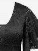 Plus Size Flower Lace Overlay Butterfly Sleeves Split A Line Dress - Noir 5x | US 30-32