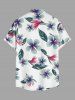 Plus Size Flowers Leaf Print Buttons Pocket Hawaii Shirt For Men - Blanc 2XL
