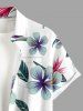 Plus Size Flowers Leaf Print Buttons Pocket Hawaii Shirt For Men - Blanc 2XL