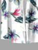 Plus Size Flowers Leaf Print Buttons Pocket Hawaii Shirt For Men - Blanc 2XL