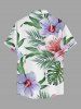 Flowers Tropical Leaf Print Buttons Pocket Hawaii Shirt For Men -  