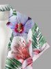 Flowers Tropical Leaf Print Buttons Pocket Hawaii Shirt For Men -  