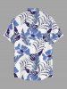 Flowers Tropical Leaf Print Buttons Pocket Hawaii Shirt For Men -  