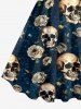 Skull Rose Flower Print Hawaii Tank Dress - Paon Bleu 1X