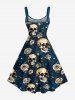 Skull Rose Flower Print Hawaii Tank Dress - Paon Bleu 1X