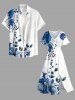 Flower Leaf Print Split Hawaii Midi Dress - Bleu 4X