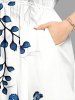 Flower Leaf Print Split Hawaii Midi Dress - Bleu 4X