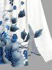 Flower Leaf Print Split Hawaii Midi Dress - Bleu 4X