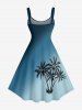 Coconut Tree Ombre Print Hawaii Tank Dress - Paon Bleu 3X