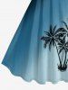 Coconut Tree Ombre Print Hawaii Tank Dress - Paon Bleu 3X