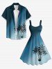 Coconut Tree Ombre Print Hawaii Tank Dress - Paon Bleu 3X