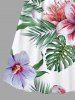 Plus Size Flowers Tropical Leaf Print Surplice Hawaii Cami Dress -  
