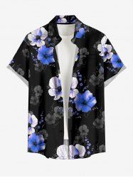 Flowers Print Buttons Pocket Hawaii Shirt For Men -  