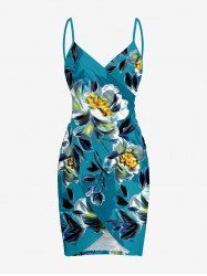 Flower Leaf Branch Print Hawaii Convertible Beach Cover Up -  