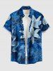 Flowers Leaf Print Matching Hawaii Beach Outfit For Couples - Bleu 