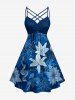 Flowers Leaf Print Matching Hawaii Beach Outfit For Couples - Bleu 