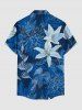 Flowers Leaf Print Matching Hawaii Beach Outfit For Couples - Bleu 