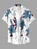 Flowers Leaf Print Matching Hawaii Beach Outfit For Couples - Blanc 