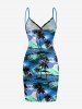 Coconut Tree Sea Hibiscus Flower Print Hawaii Convertible Beach Cover Up -  