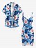 Tropical Leaf Hibiscus Flower Print Hawaii Convertible Beach Cover Up -  
