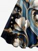 Flower Curve Print Hawaii A Line Dress -  