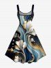 Flower Curve Print Hawaii A Line Dress -  