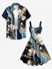 Flower Curve Print Hawaii A Line Dress -  