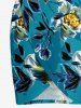 Flower Leaf Branch Print Hawaii Convertible Beach Cover Up -  