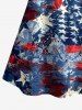 Distressed Patriotic American Flag Print Cold Shoulder Ruffles Blouse -  
