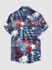 Distressed Patriotic American Flag Print Button Pocket Shirt For Men - Bleu profond 6XL