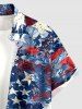 Distressed Patriotic American Flag Print Button Pocket Shirt For Men - Bleu profond 6XL