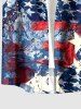 Distressed Patriotic American Flag Print Button Pocket Shirt For Men - Bleu profond 6XL